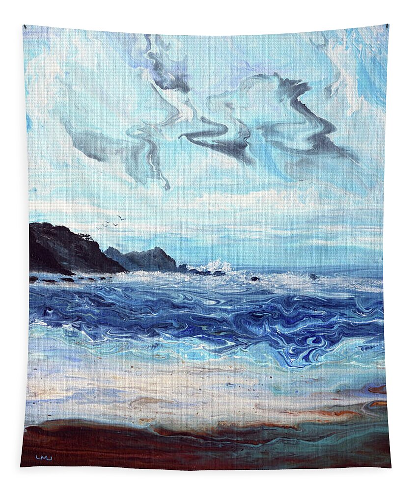 Oregon Tapestry featuring the painting The Bluffs of Ona Beach by Laura Iverson