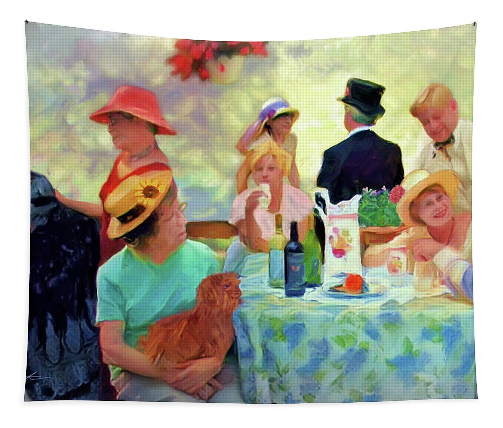 Luncheon Of The Boating Party Tapestry featuring the painting The Boating Party Reimagined by Joel Smith