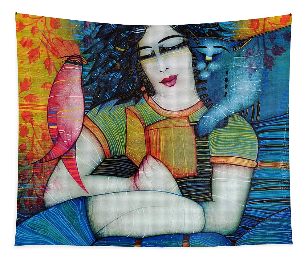 Albena Tapestry featuring the painting The book by Albena Vatcheva