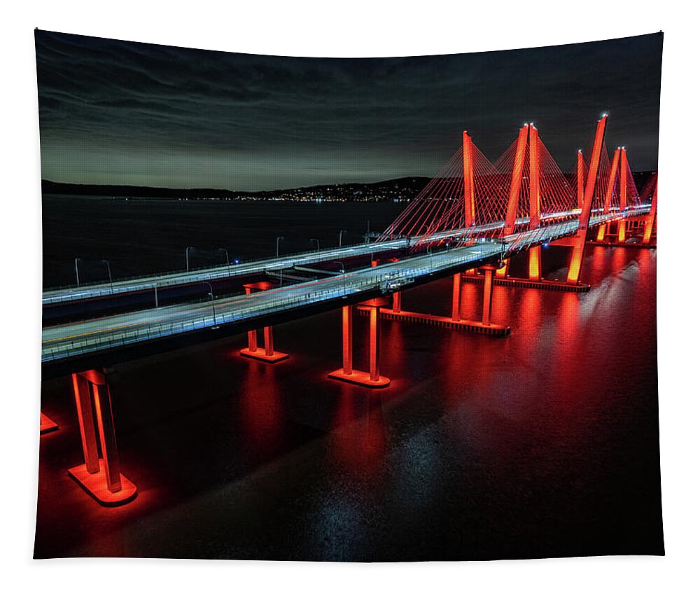 Hudson River Tapestry featuring the photograph The Bridge in Red by Kevin Suttlehan
