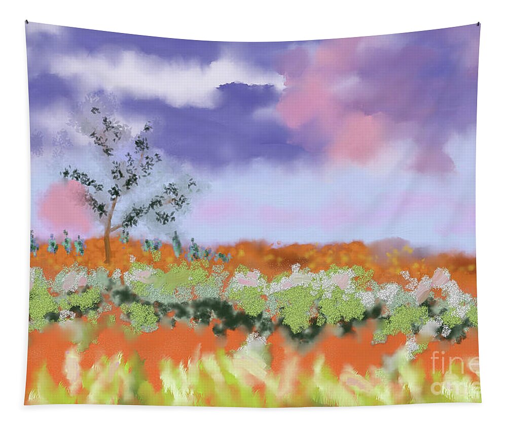 Landscape Tapestry featuring the digital art The Bush Landscape by Arlene Babad
