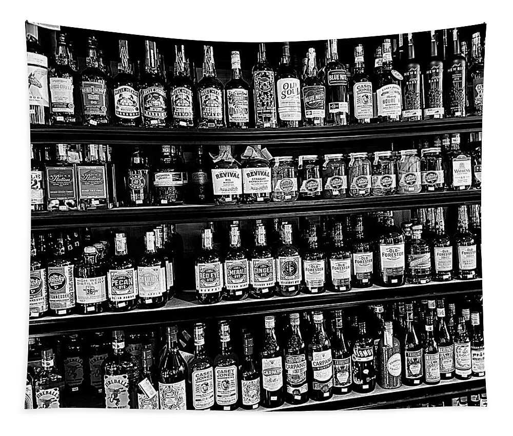 Liquor Tapestry featuring the photograph The Candy Store BW by Lee Darnell