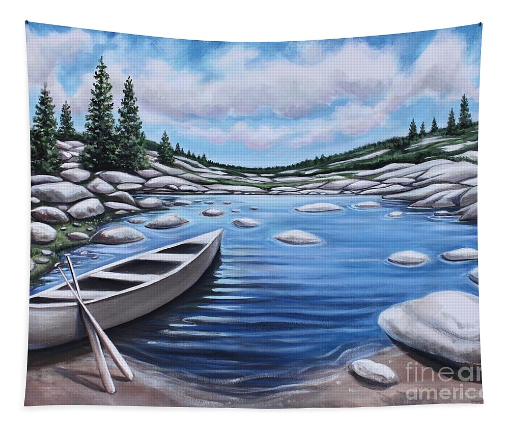 Canoe Tapestry featuring the painting The Canoe by Elizabeth Robinette Tyndall