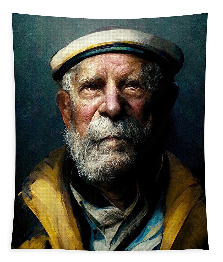 Sea Captain Tapestry featuring the digital art The Captain by Nickleen Mosher