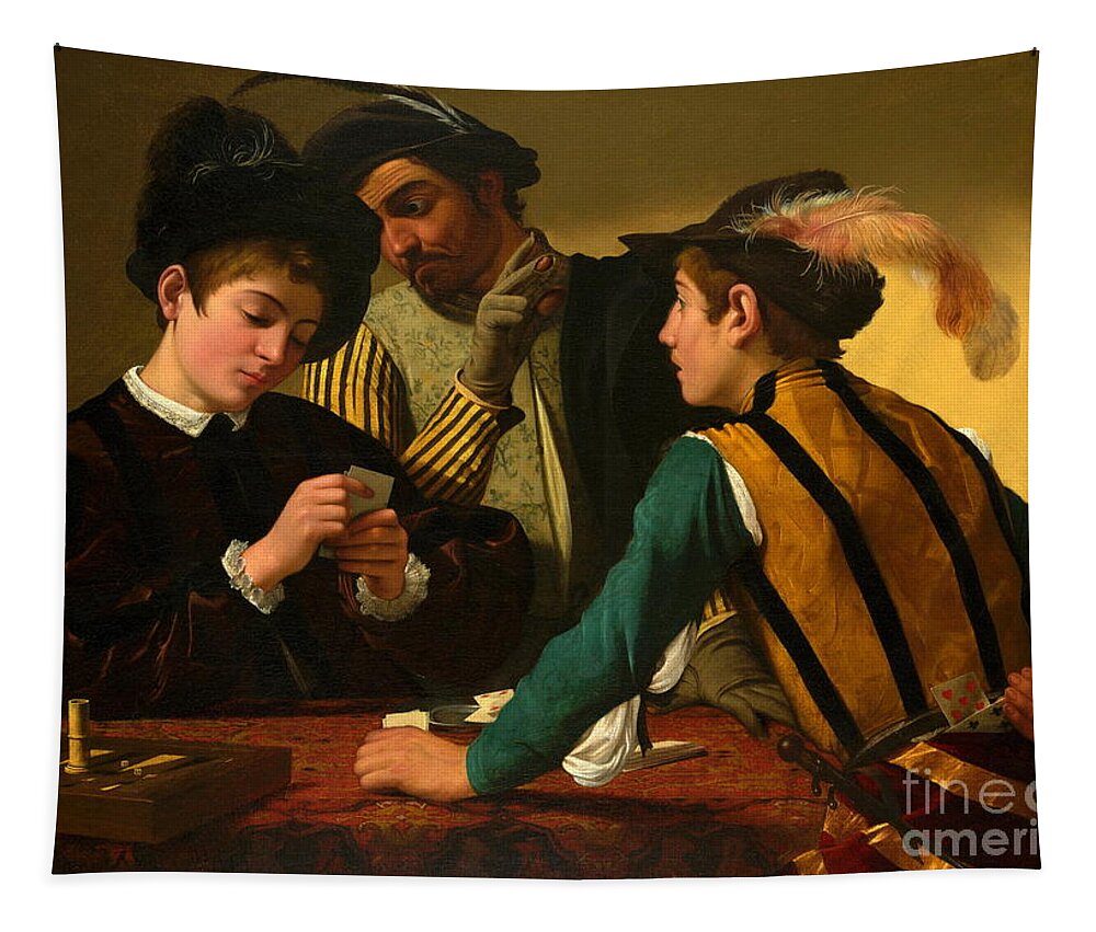 The Cardsharps Tapestry featuring the painting The Cardsharps by Michelangelo Merisi da Caravaggio