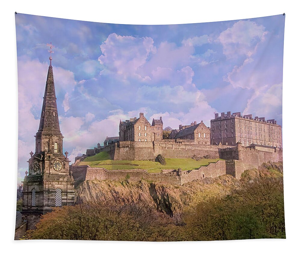 Castle Of Edinburgh Tapestry featuring the digital art The Castle of Edinburgh by SnapHappy Photos