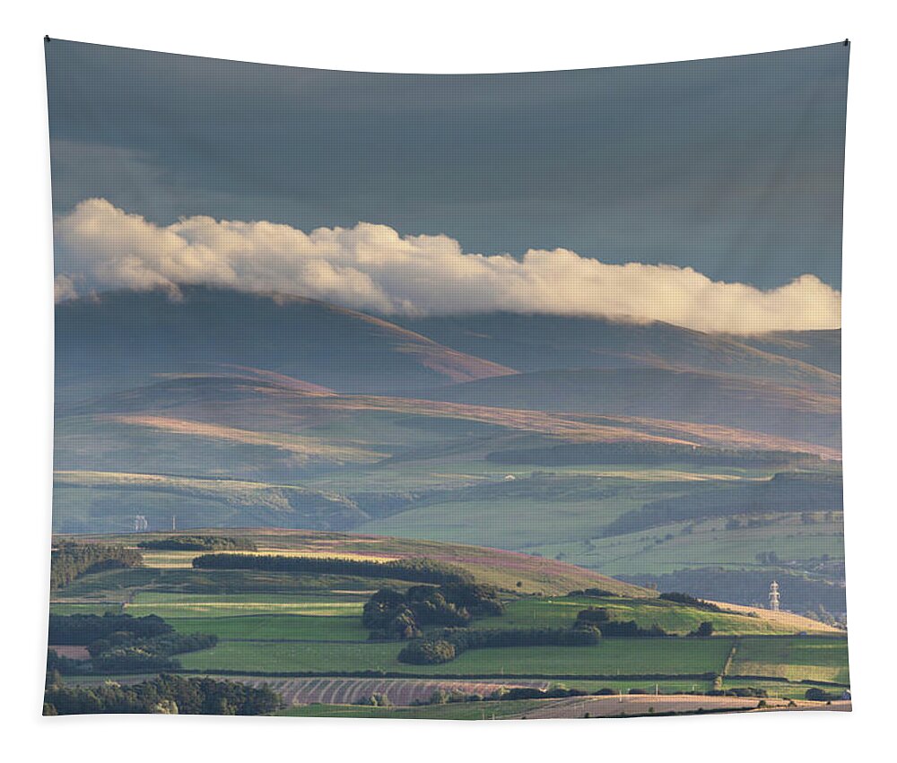 Cheviot Tapestry featuring the photograph The Cheviot Foothills at sunset by Anita Nicholson