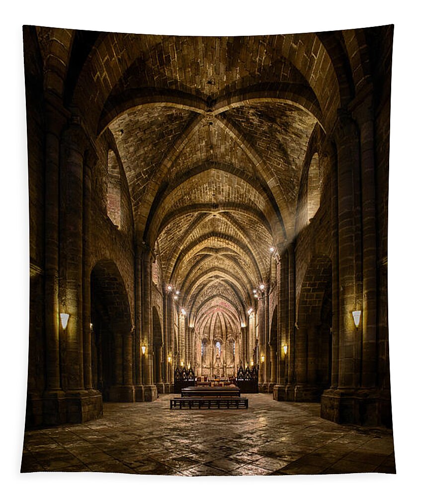 Church Tapestry featuring the photograph The church of Santa Maria de la Oliva by Micah Offman
