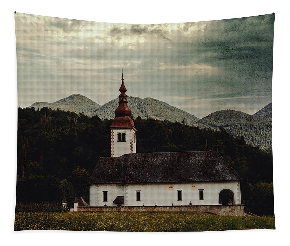 Land Tapestry featuring the photograph The church by Yasmina Baggili