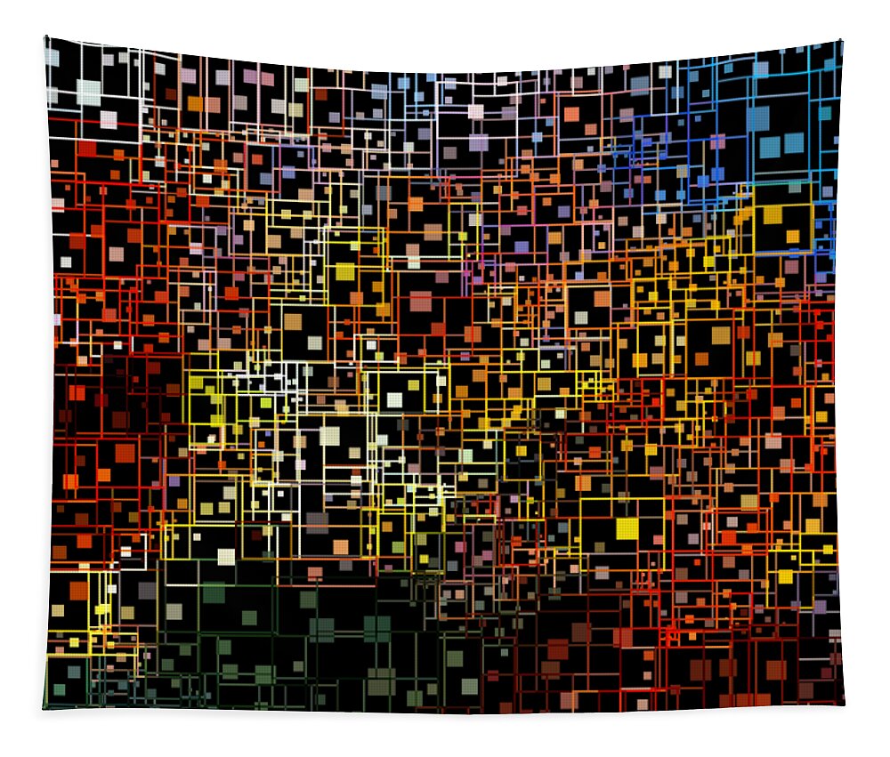 Colorful Tapestry featuring the digital art The City Grid by Eileen Backman