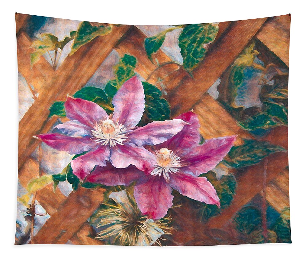 Clematis Tapestry featuring the digital art The Clematis Flowers 2 by Ernest Echols