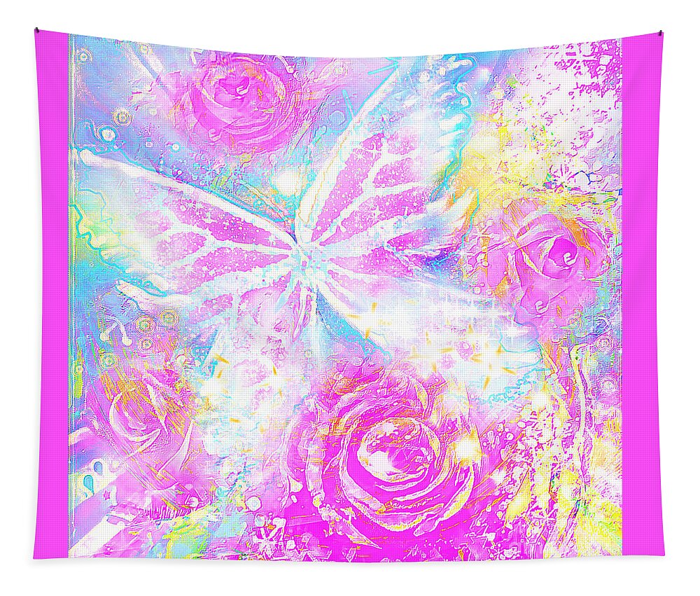 Angel Wings Tapestry featuring the digital art The Cosmic Guardian by BelleAme Sommers