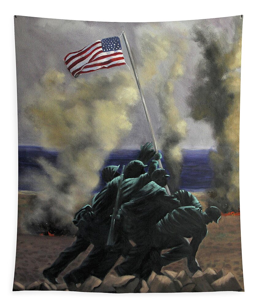 War Tapestry featuring the painting The Cost Of Freedom by Anthony Falbo