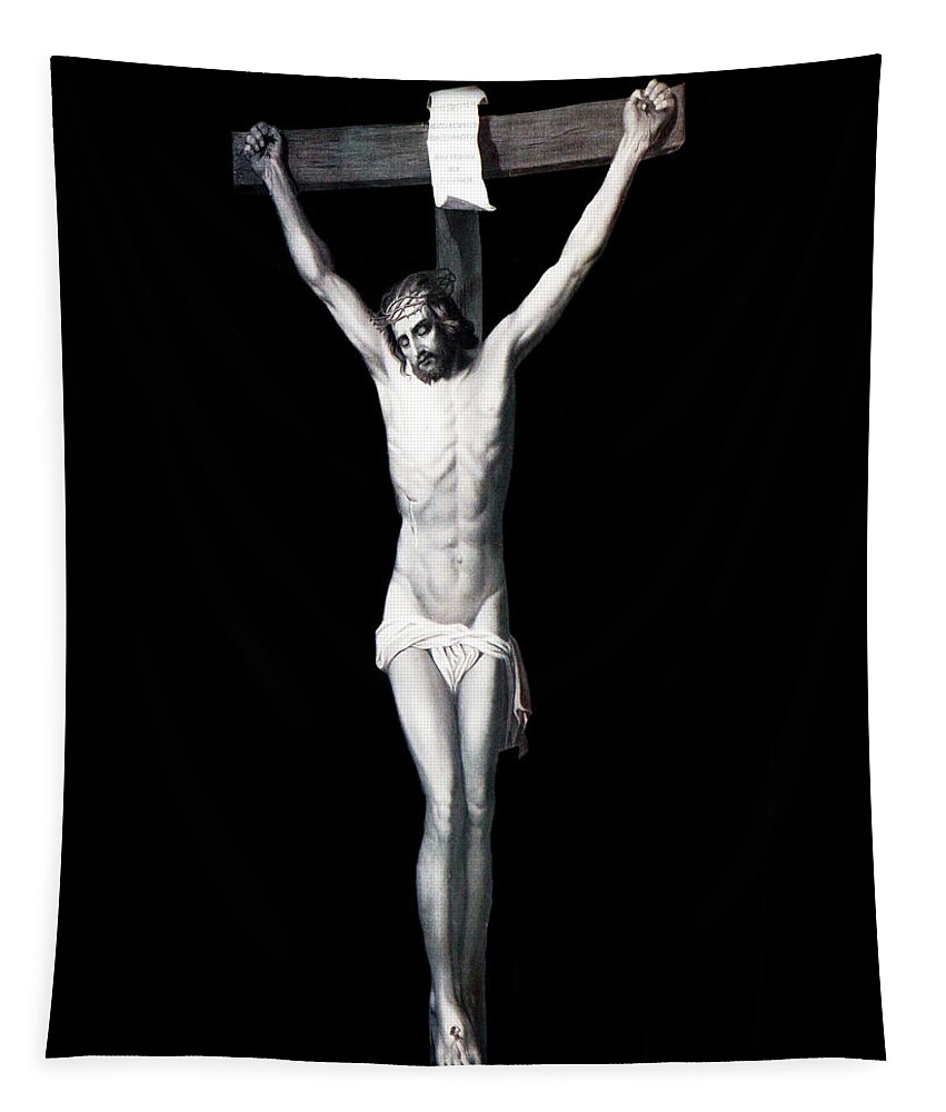 Jesus Tapestry featuring the photograph The Crucifixion by Munir Alawi