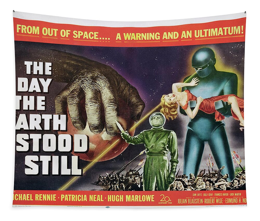 Day Tapestry featuring the mixed media ''The Day the Earth Stood Still'' 3, with Patricia Neal, 1951 by Movie World Posters