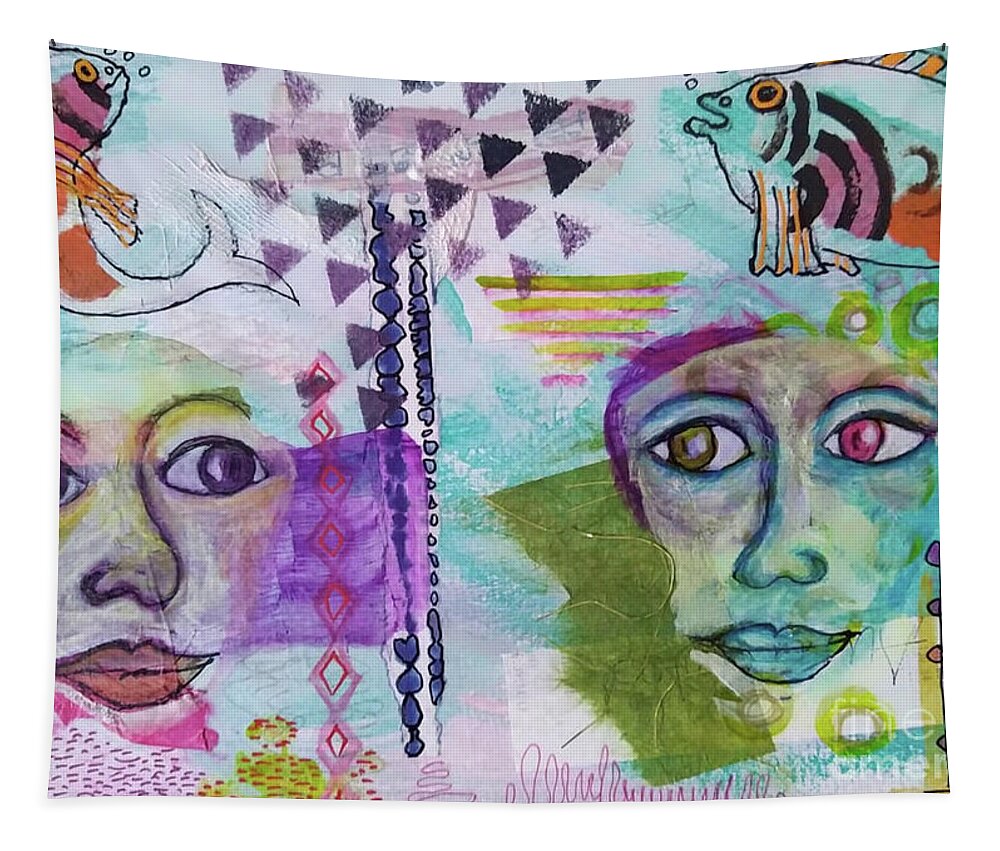 Mystery Tapestry featuring the mixed media The Day the Fish Stopped Singing by Mimulux Patricia No