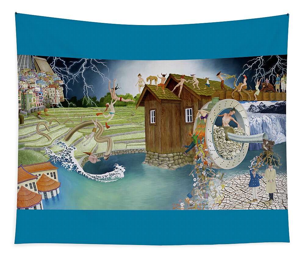 Water Tapestry featuring the painting The Decline of Water by Hone Williams