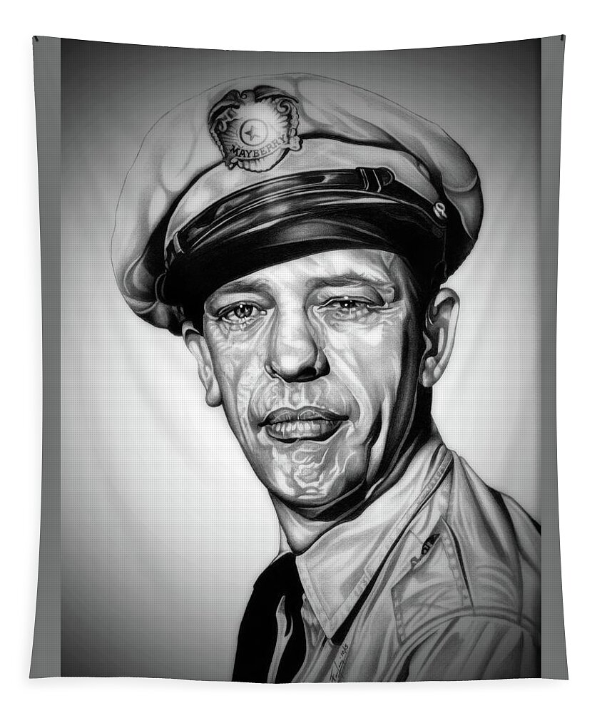 Don Knotts Tapestry featuring the drawing The Deputy - WB - Classic Television Edition by Fred Larucci