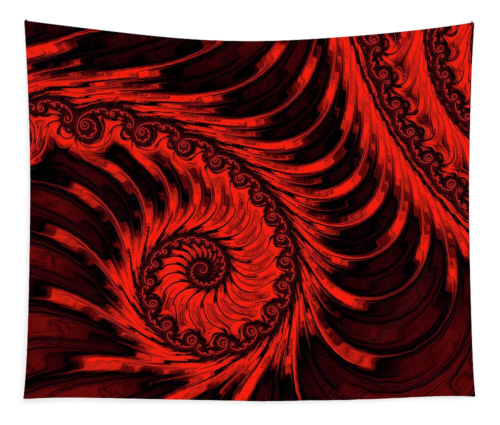 Red Fractal Tapestry featuring the digital art The Descent by Susan Maxwell Schmidt