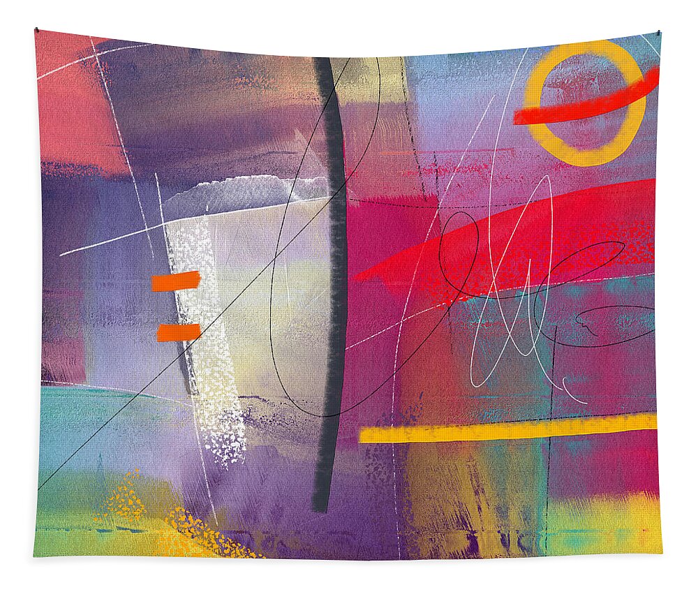 Abstract Tapestry featuring the painting The Doors - Happy Modern Colorful Abstract Funky Painting by iAbstractArt