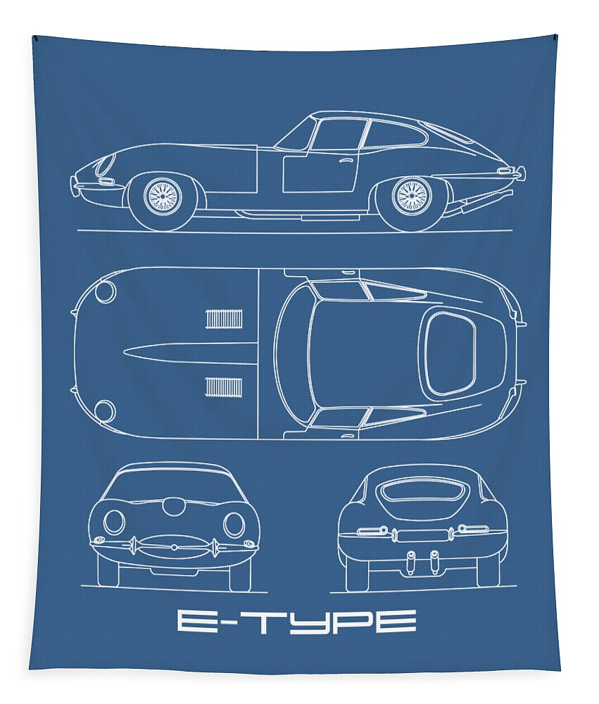 Jaguar E-type Tapestry featuring the photograph The E Type Blueprint by Mark Rogan