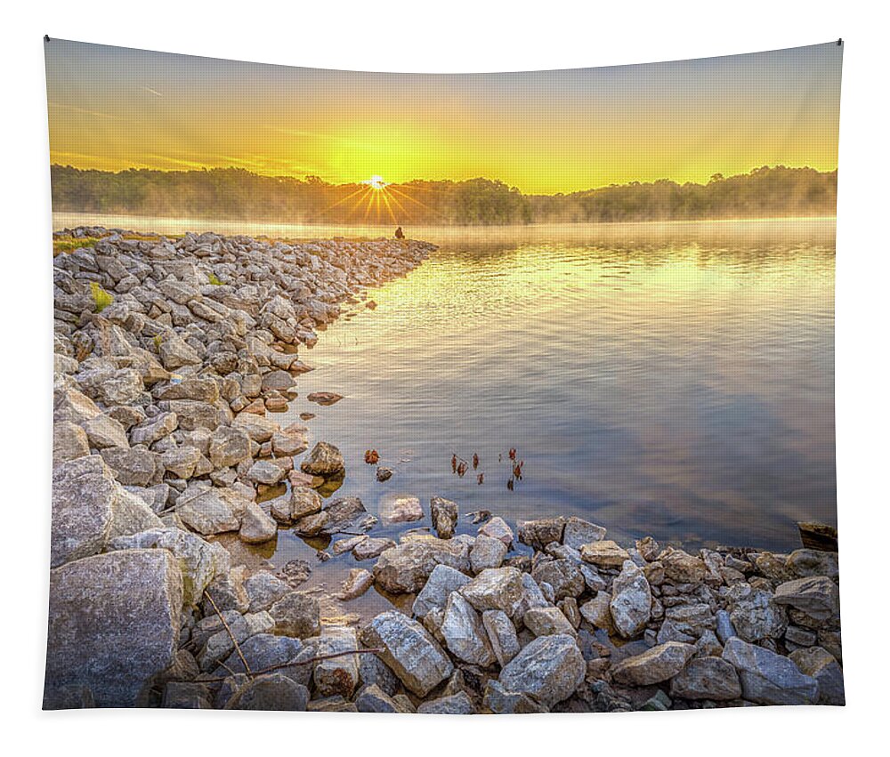 Lake Lamar Bruce Tapestry featuring the photograph The Early Fisherman by Jordan Hill