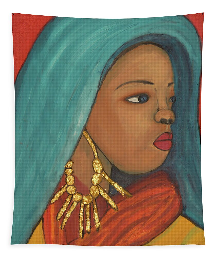 Women Tapestry featuring the painting The Earrings by Anita Hummel