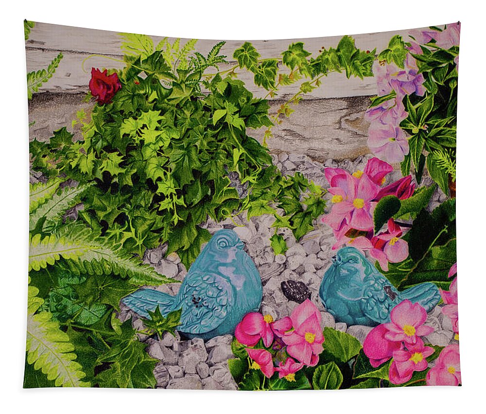 Florals Tapestry featuring the drawing The Edge of Home by Kelly Speros