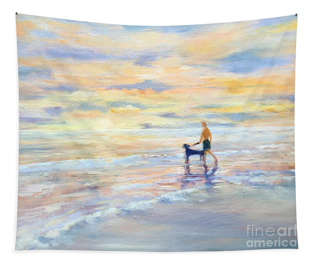 Sea Tapestry featuring the painting The end of a perfect day by B Rossitto