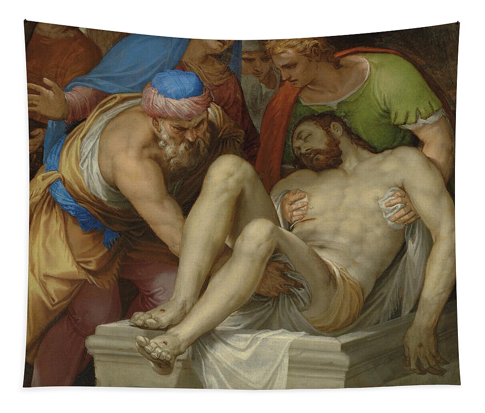 Entombed Tapestry featuring the painting The Entombment by Farinati by Giambattista Farinati