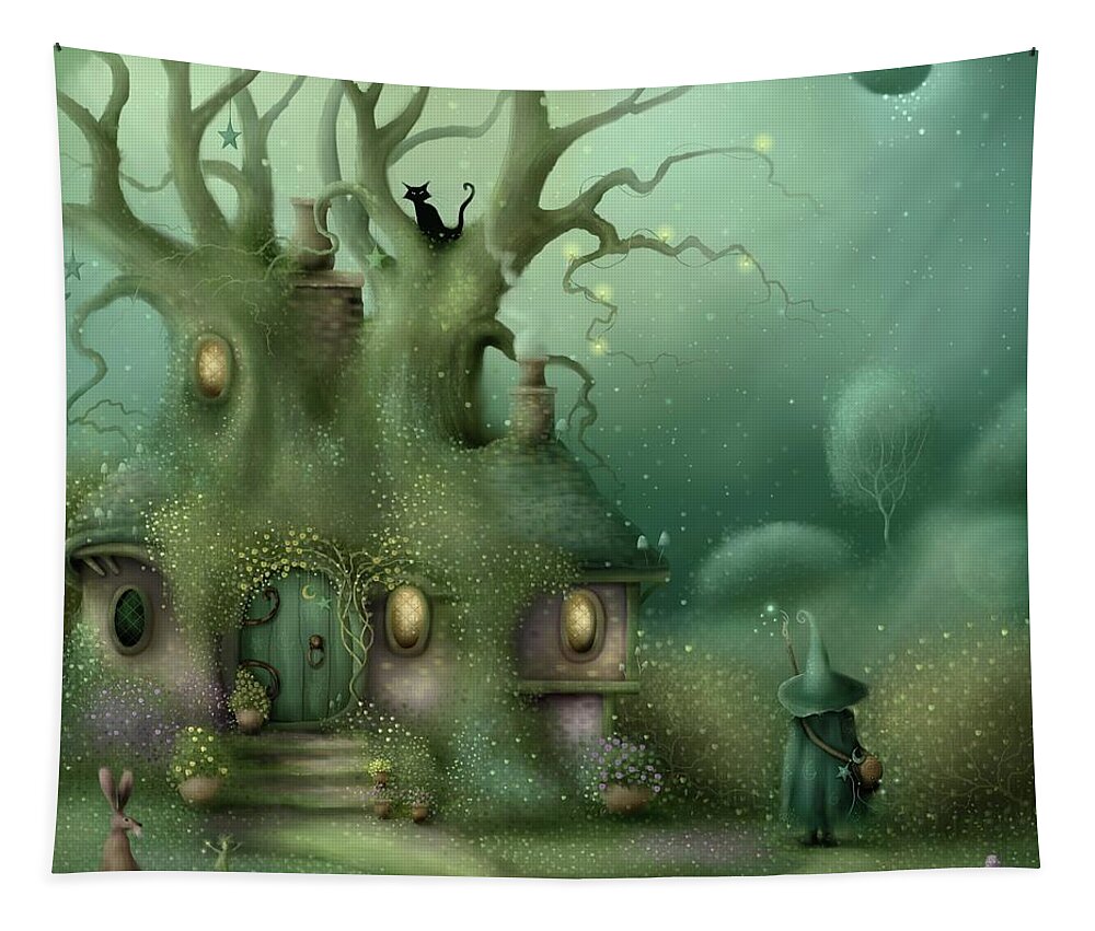 Fairies Tapestry featuring the painting The Fairy Oak by Joe Gilronan