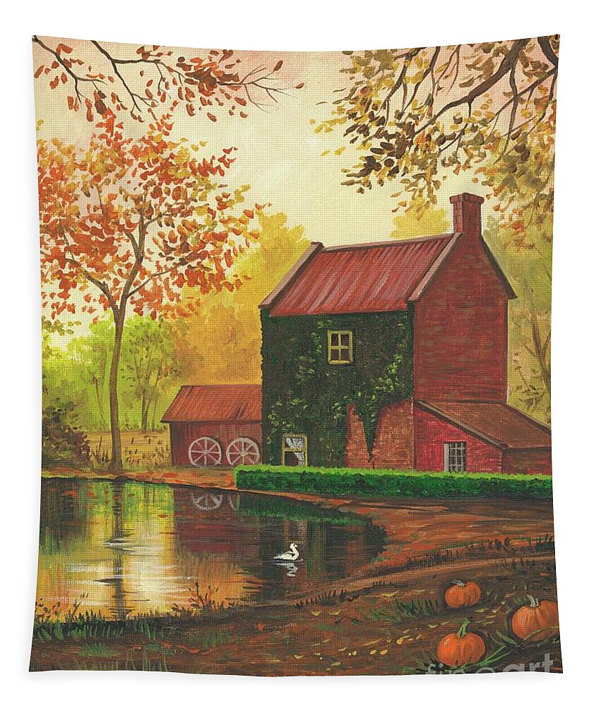 Print Tapestry featuring the painting The Fall by Margaryta Yermolayeva