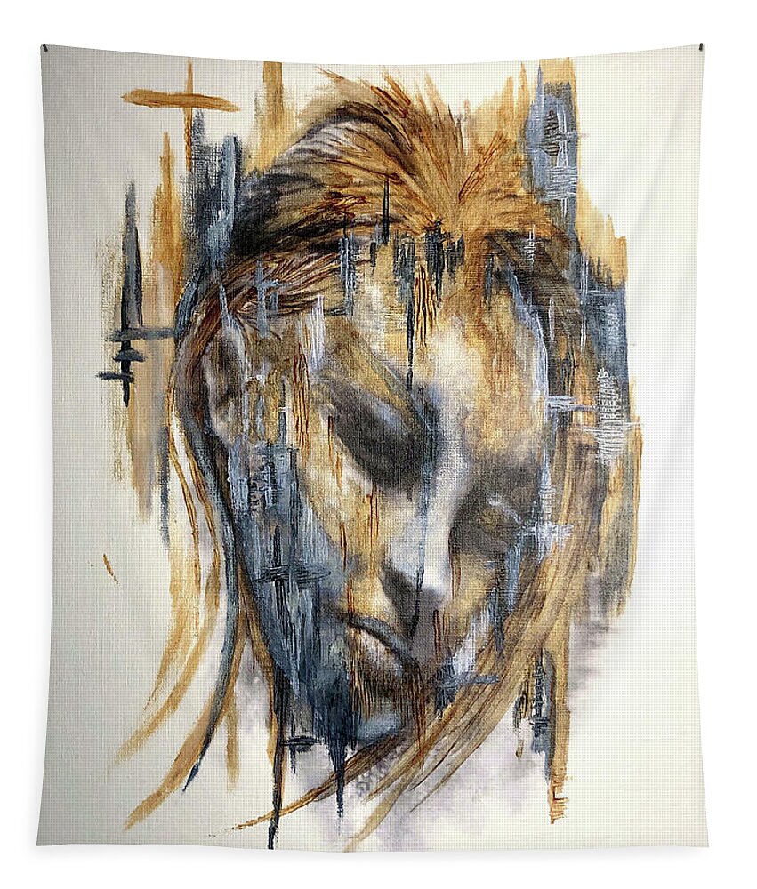  Tapestry featuring the painting The fallen chapters by Emilio Arostegui
