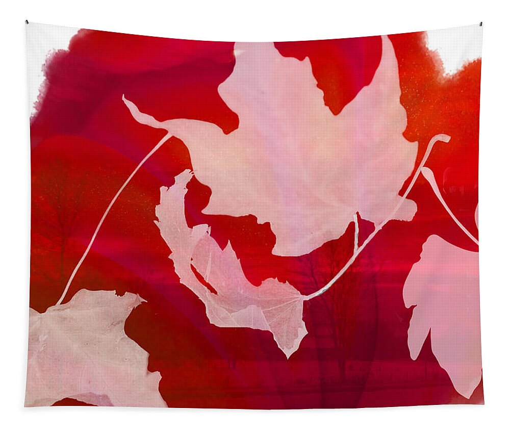 Red Tapestry featuring the mixed media The Falling Leaves by Moira Law