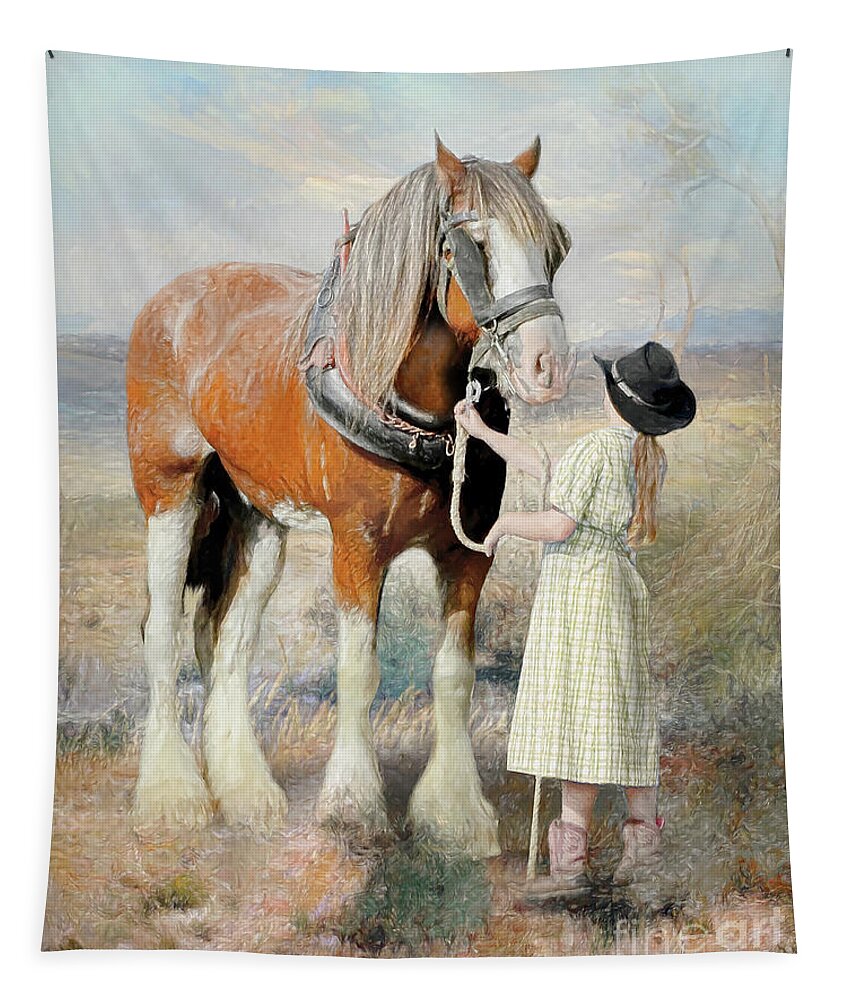 Horse Tapestry featuring the digital art The Farmers Daughter by Trudi Simmonds