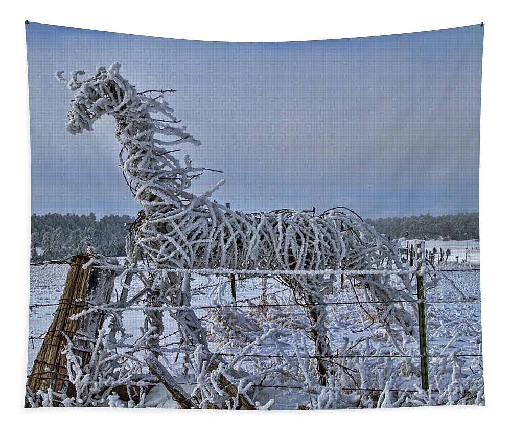 Abstract Tapestry featuring the photograph The Fence Becomes The Horse by Alana Thrower