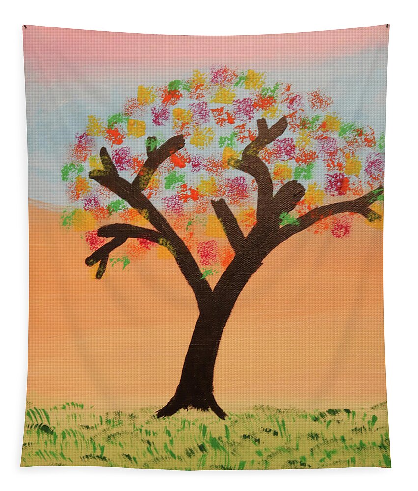 Tree Tapestry featuring the painting The First Sign of Fall by Deborah Boyd