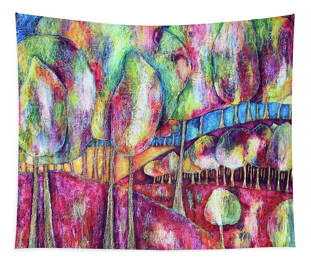 Landscape Tapestry featuring the painting The Forests of Lunaria by Winona's Sunshyne