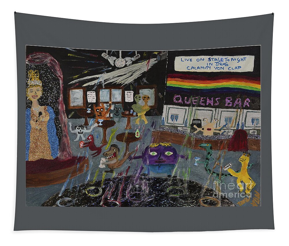 Lgbtq Tapestry featuring the painting The Gay scene is not what it once was by David Westwood