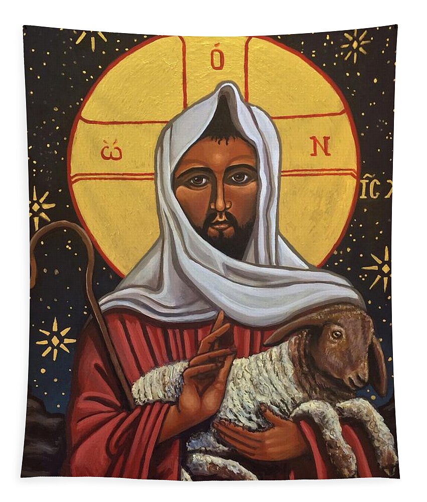 Tapestry featuring the painting The Good Shepherd by Kelly Latimore