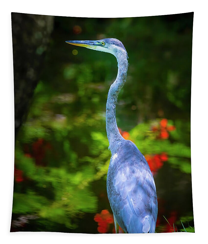 Great Blue Heron Tapestry featuring the photograph The Great Blue Heron by Mark Andrew Thomas