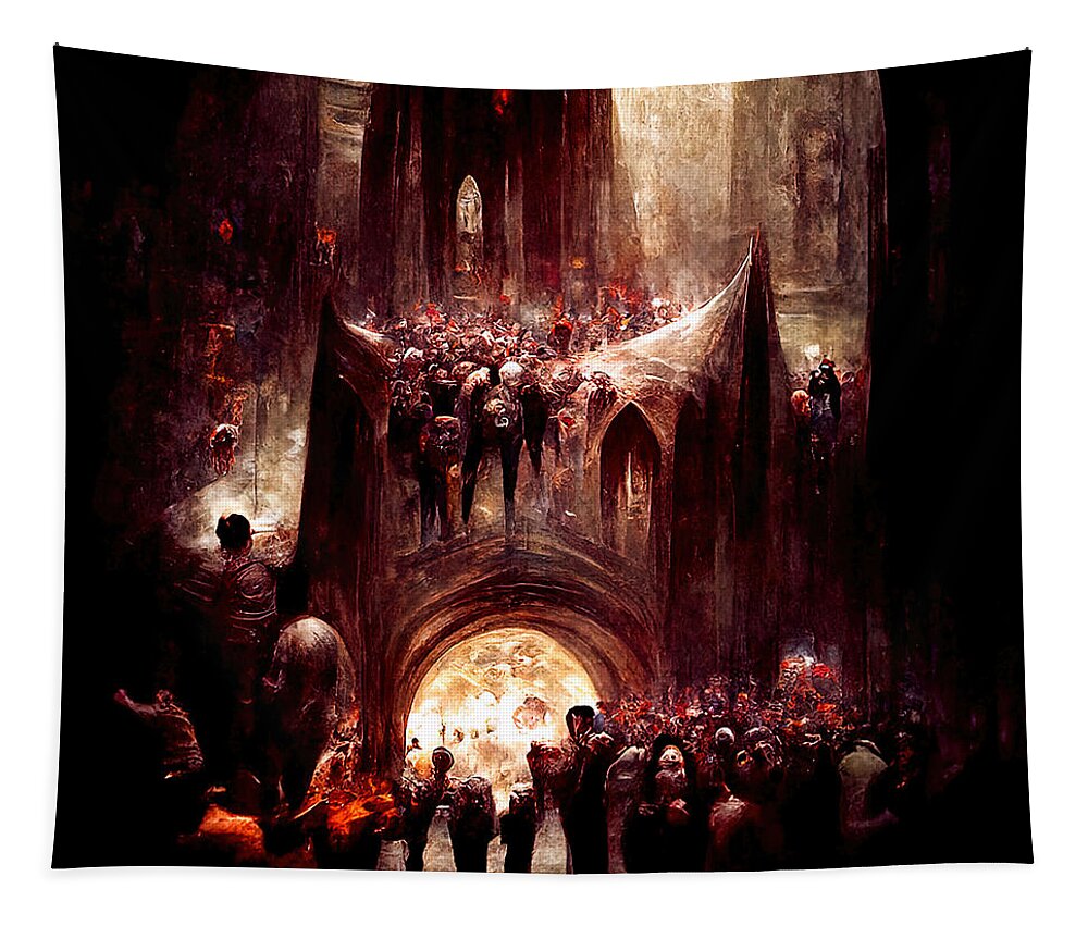 Pandemonium Tapestry featuring the painting The Great Pandemonium, 02 by AM FineArtPrints