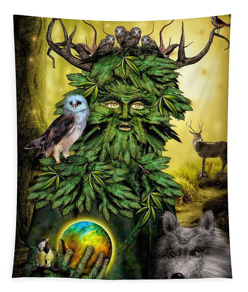 Greenman Tapestry featuring the digital art The Greenman by Diana Haronis