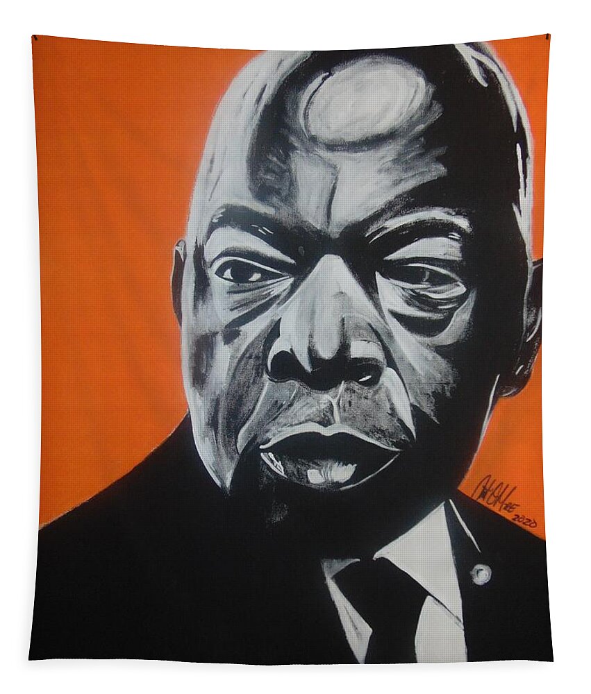 John Lewis Tapestry featuring the painting The Heartbeat of Congress by Antonio Moore