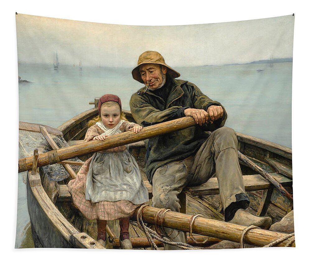 Emile Renouf Tapestry featuring the painting The helping Hand by Emile Renouf