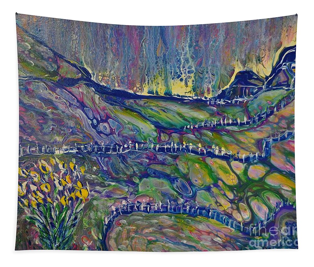 Landscape Tapestry featuring the painting The Hills Are Alive by Deborah Nell
