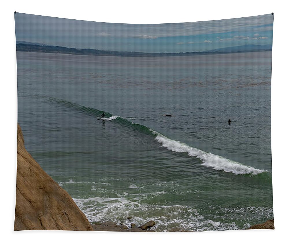 Beach Tapestry featuring the photograph The Hook, East Side Pleasure Point, Santa. Cruz by Tommy Farnsworth