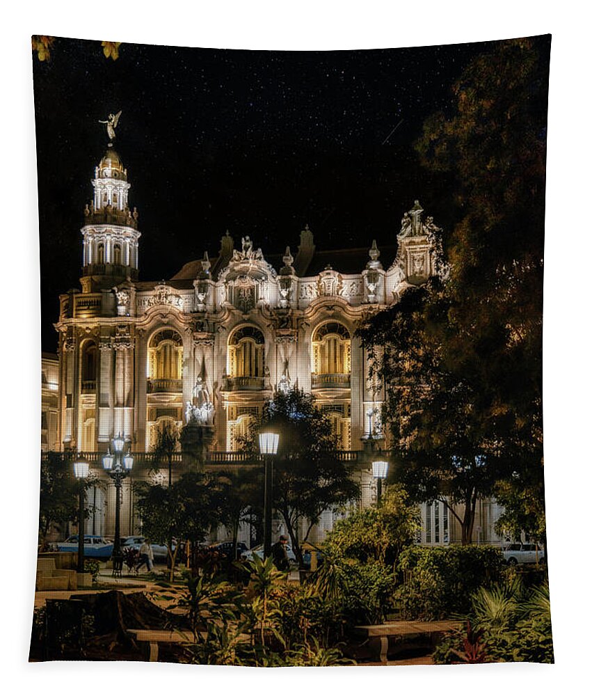 Hotel Inglaterra Tapestry featuring the photograph The Hotel Inglaterra seen from the garden by Micah Offman