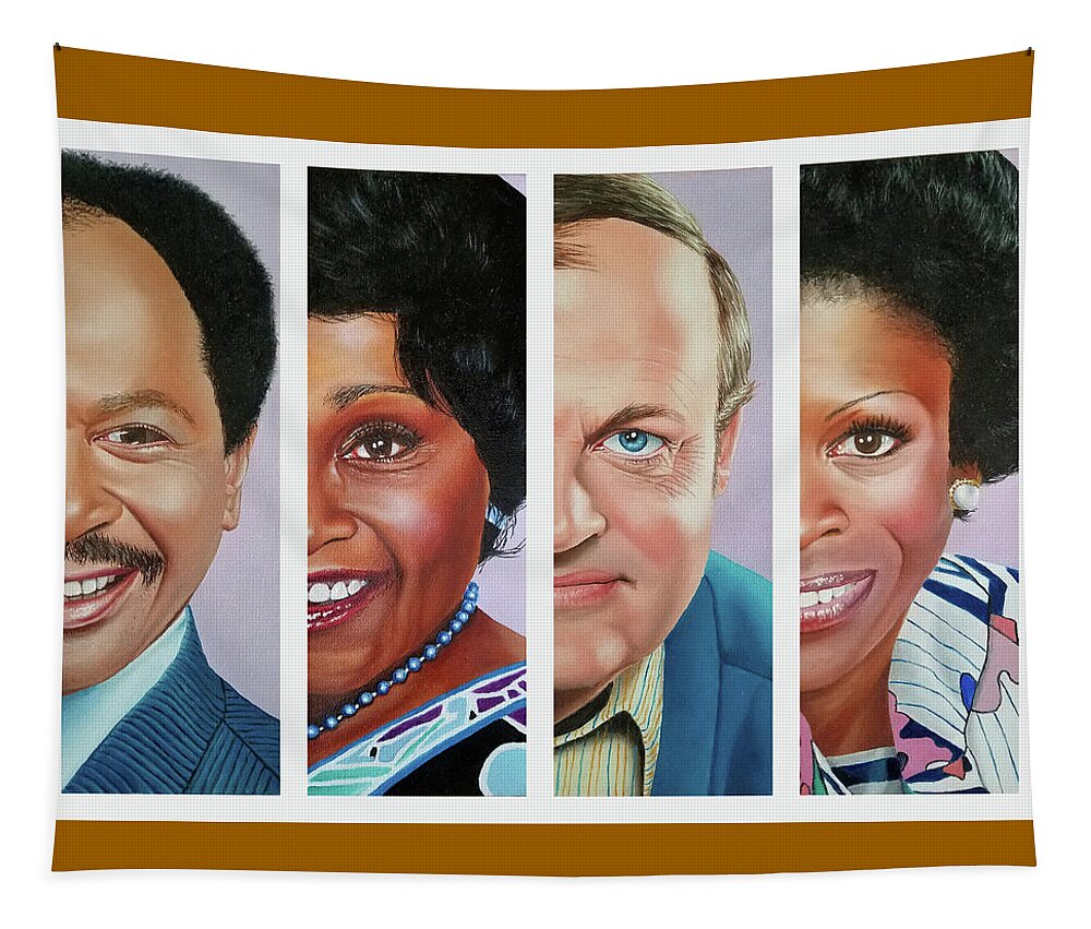 Tv Sitcom Tapestry featuring the painting The Jeffersons by Vic Ritchey