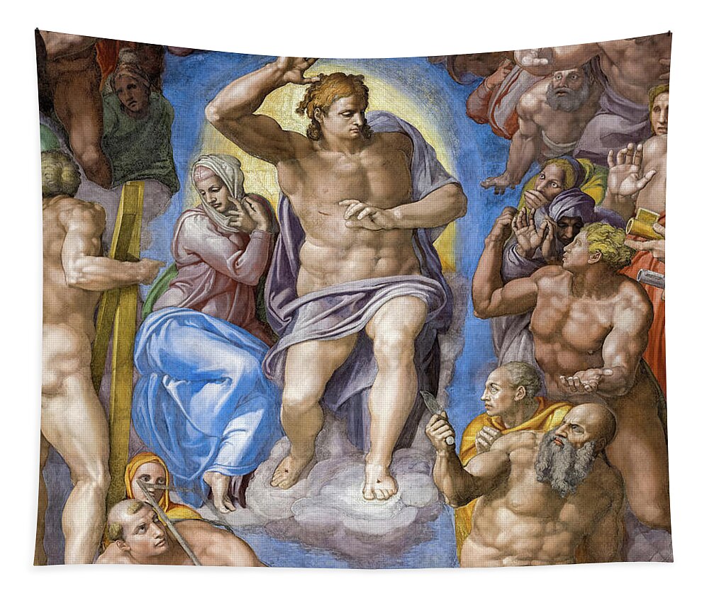 Michelangelo Buonarroti Tapestry featuring the painting The Last Judgment, Jesus's Second Coming by Michelangelo